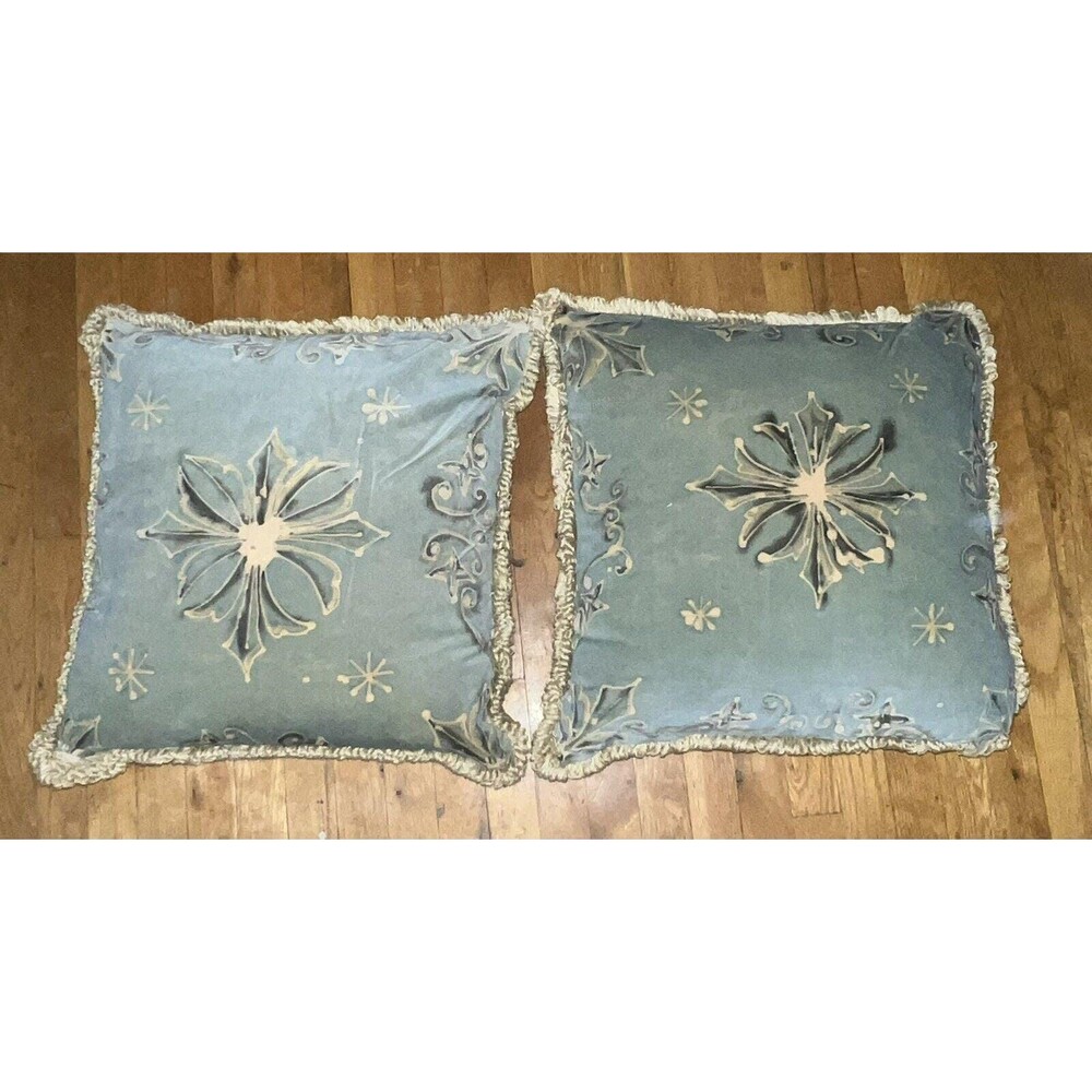 Vintage Bergdorf Goodman Velvet Throw Pillows Bentley & Spens London, Ice Blue A